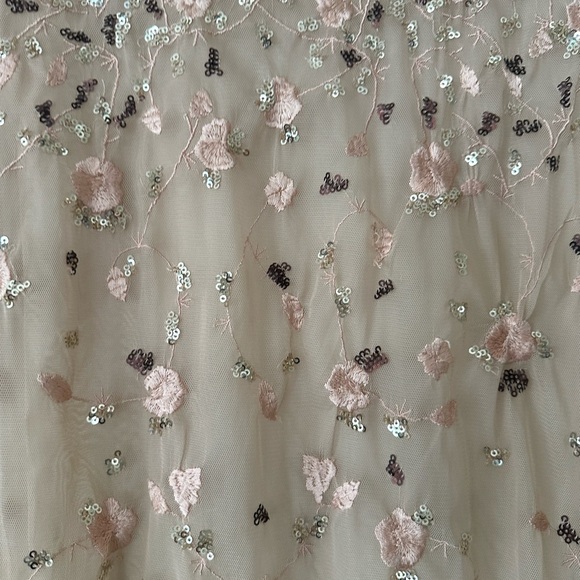 Net Embroidered Cream Top - Picture 3 of 4